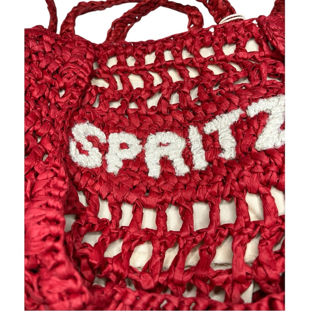 Universal Thread “SPRITZ” Red Crochet Raffia Shoulder Bag With Handles - Picture 5 of 12